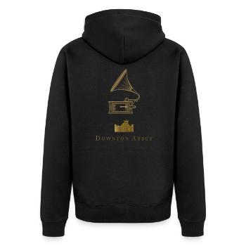 Downton Abbey Gramophone Musik - Unisex Premium Bio Zip Hoodie - Schwarz - Hinten - Nico (187cm)
