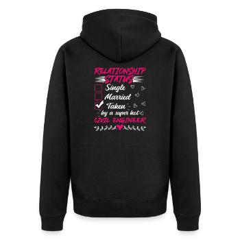 Funny His and Her Gift Civil Engineer - Unisex Premium Organic Zip Hoodie - black - Back - Nico (187cm)
