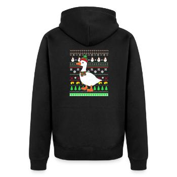 Duck - Unisex Premium Organic Zip Hoodie - black - Back - Nico (187cm)