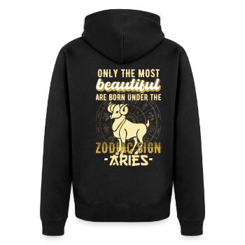 Sternzeichen Widder Astrologie Geschenk - Unisex Premium Bio Zip Hoodie - Schwarz - Hinten - Nico (187cm)