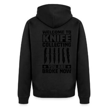 Knife collector - Unisex Premium Organic Zip Hoodie - black - Back - Nico (187cm)
