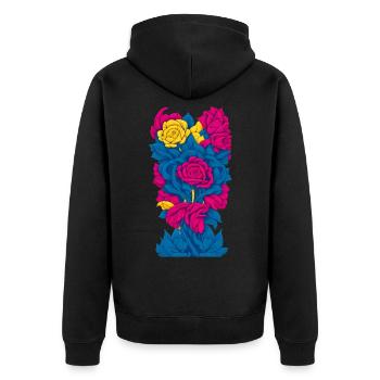 Flowers (Blue, Red, Yellow) - Unisex Premium Organic Zip Hoodie - black - Back - Nico (187cm)