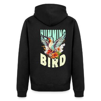 Colibri Fleurs Oiseau Animal Art Aquarelle Coloré - Veste à capuche bio Premium Unisexe - noir - Dos - Nico (187cm)