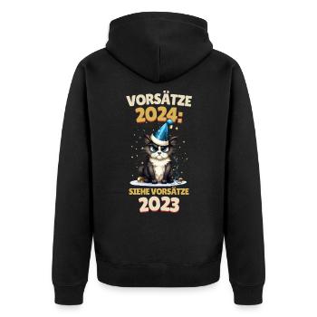 Résolutions du Nouvel An 2024 Cat Voir 2023 Drôle - Veste à capuche bio Premium Unisexe - noir - Dos - Nico (187cm)