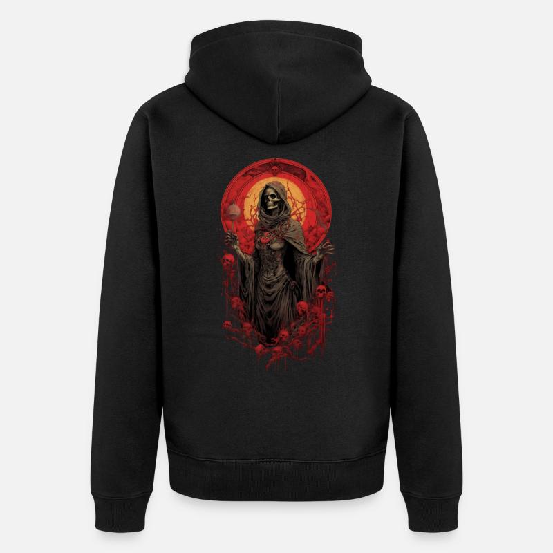 Lady Tod Sensenmann, - Unisex Premium Bio Zip Hoodie - Schwarz