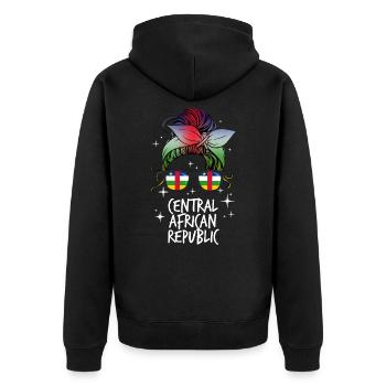 Central African Republic - Unisex Premium Organic Zip Hoodie - black - Back - Nico (187cm)