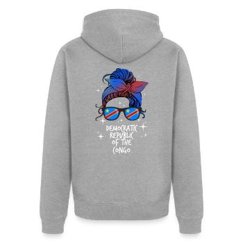 Demokratische Republik Kongo - Unisex Premium Bio Zip Hoodie - Grau meliert - Hinten - Nico (187cm)