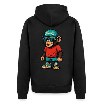 Rocher des moines - Veste à capuche bio Premium Unisexe - noir - Dos - Nico (187cm)