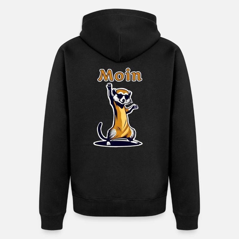 Moin Erdmännchen - Unisex Premium Bio Zip Hoodie - Schwarz