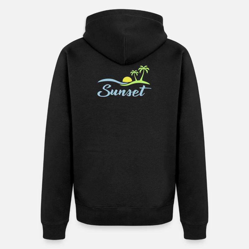 Coucher de soleil plage - Veste à capuche bio Premium Unisexe - noir