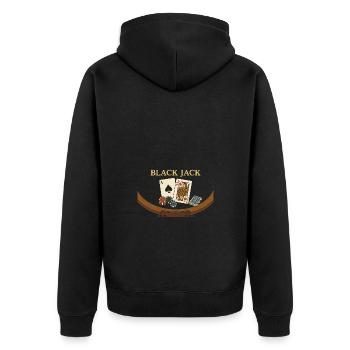 Blackjack – Das Spiel mit der magischen 21 - Unisex Premium Bio Zip Hoodie - Schwarz - Hinten - Nico (187cm)