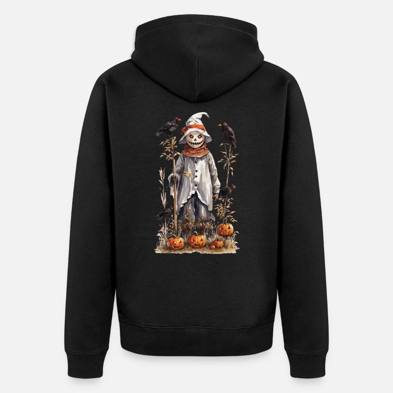 Épouvantail automnal Halloween esthétique - Veste à capuche bio Premium Unisexe - noir