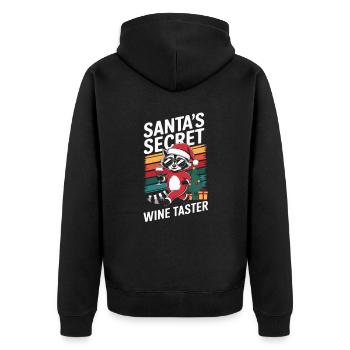 Raccoon Christmas Wine Funny Saying - Unisex Premium Organic Zip Hoodie - black - Back - Nico (187cm)