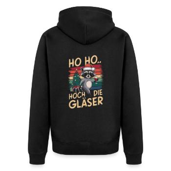 raton laveur Noël vin drôle de dicton - Veste à capuche bio Premium Unisexe - noir - Dos - Nico (187cm)