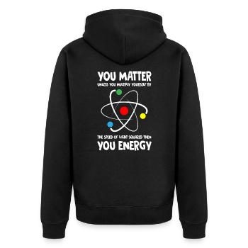 Science Quote - Unisex Premium Organic Zip Hoodie - black - Back - Nico (187cm)
