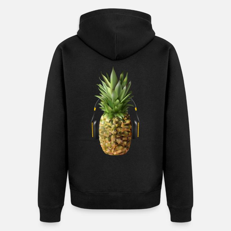 Ananas avec casque - Veste à capuche bio Premium Unisexe - noir