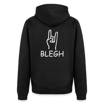 Blegh Metalcore Deathcore - Unisex Premium Bio Zip Hoodie - Schwarz - Hinten - Nico (187cm)