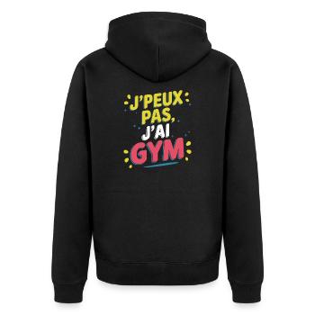 J'peux pas, j'ai gym - Veste à capuche bio Premium Unisexe - noir - Dos - Nico (187cm)