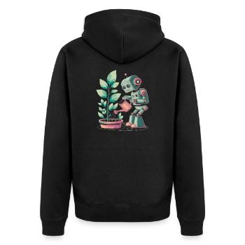 Robot qui arrose des plantes - Veste à capuche bio Premium Unisexe - noir - Dos - Nico (187cm)
