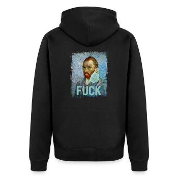 VAN GOGH Maske lustiges Wichtel Geschenk Künstler - Unisex Premium Bio Zip Hoodie - Schwarz - Hinten - Nico (187cm)