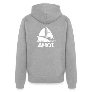 Voilier Ahoi maritim - Veste à capuche bio Premium Unisexe - gris chiné - Dos - Nico (187cm)