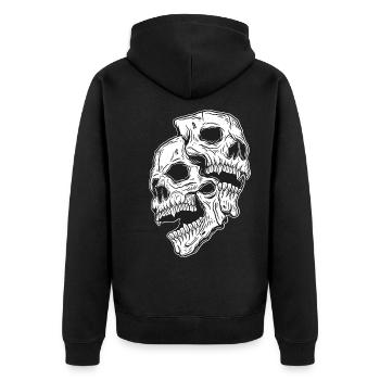 Skull Skull Horror Skeleton Halloween Metal - Unisex Premium Organic Zip Hoodie - black - Back - Nico (187cm)
