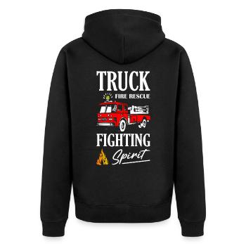 Fire Rescue Fighting Spirit - Unisex Premium Organic Zip Hoodie - black - Back - Nico (187cm)