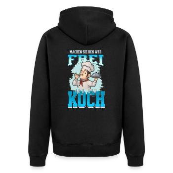 Koch Köche sind immer im Stress - Unisex Premium Bio Zip Hoodie - Schwarz - Hinten - Nico (187cm)