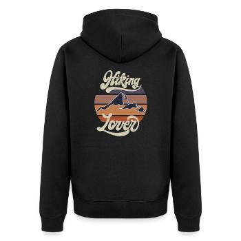 Wandern Natur Hiking Lover - Unisex Premium Bio Zip Hoodie - Schwarz - Hinten - Nico (187cm)