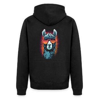 Llama with sunglasses Llama trekking - Unisex Premium Organic Zip Hoodie - black - Back - Nico (187cm)