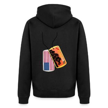 Erkennungsmarke FLORIDA USA Strand Lifestyle - Unisex Premium Bio Zip Hoodie - Schwarz - Hinten - Nico (187cm)