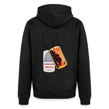 Erkennungsmarke FLORIDA USA Strand Lifestyle - Unisex Premium Bio Zip Hoodie - Schwarz - Hinten - Nico (187cm)
