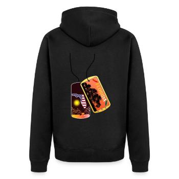 Erkennungsmarke FLORIDA Strand Florida - Unisex Premium Bio Zip Hoodie - Schwarz - Hinten - Nico (187cm)