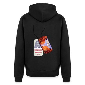 Erkennungsmarke ARIZONA Grand Canyon USA - Unisex Premium Bio Zip Hoodie - Schwarz - Hinten - Nico (187cm)