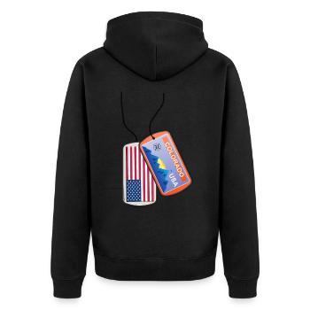 Erkennungsmarke Colorado Flagge Berge - Unisex Premium Bio Zip Hoodie - Schwarz - Hinten - Nico (187cm)