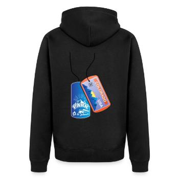 Erkennungsmarke Colorado Berge USA - Unisex Premium Bio Zip Hoodie - Schwarz - Hinten - Nico (187cm)