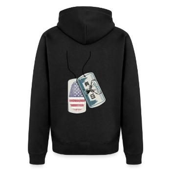 Erkennungsmarke IDAHO Fingerabdruck USA - Unisex Premium Bio Zip Hoodie - Schwarz - Hinten - Nico (187cm)