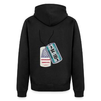 Erkennungsmarke KENTUCKY Finderabdruck USA - Unisex Premium Bio Zip Hoodie - Schwarz - Hinten - Nico (187cm)