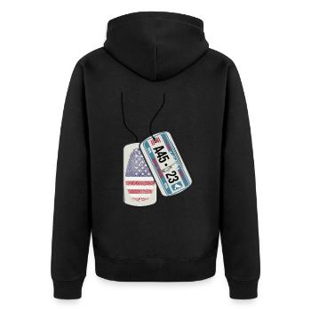 Erkennungsmarke NEW YORK Fingerabdruck USA - Unisex Premium Bio Zip Hoodie - Schwarz - Hinten - Nico (187cm)