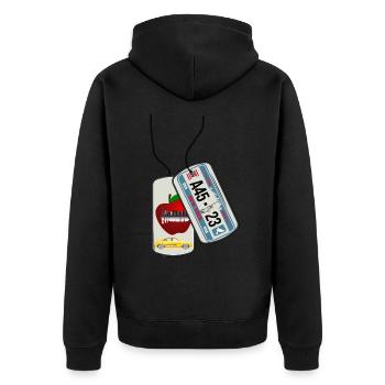 Erkennungsmarke NEW YORK Big Apple USA - Unisex Premium Bio Zip Hoodie - Schwarz - Hinten - Nico (187cm)