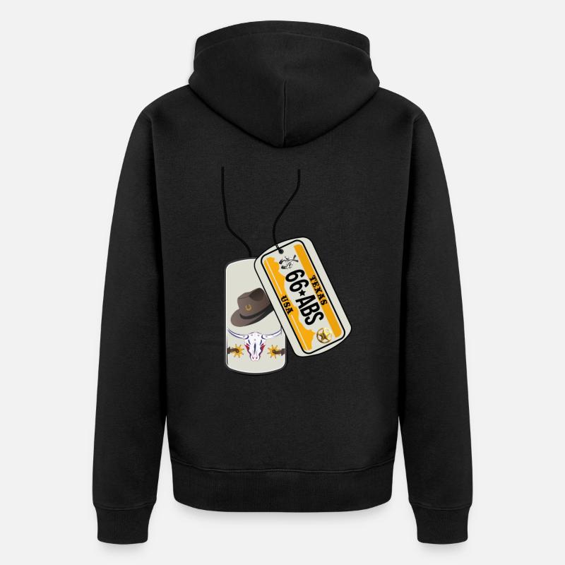 Plaque d’identité TEXAS - Veste à capuche bio Premium Unisexe - noir