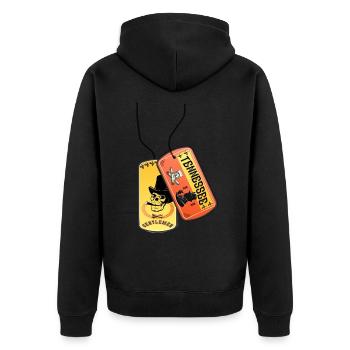 Erkennungsmarke Tennessee Totenkopf Gentlemen - Unisex Premium Bio Zip Hoodie - Schwarz - Hinten - Nico (187cm)