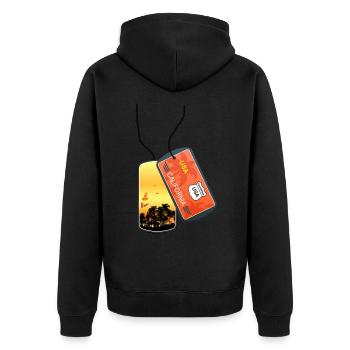 Erkennungsmarke California Palmen Kitesurfen - Unisex Premium Bio Zip Hoodie - Schwarz - Hinten - Nico (187cm)