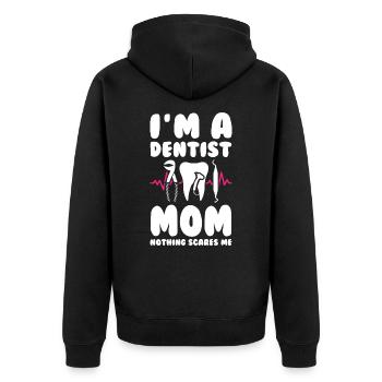 Dentist Mom - Unisex Premium Bio Zip Hoodie - Schwarz - Hinten - Nico (187cm)