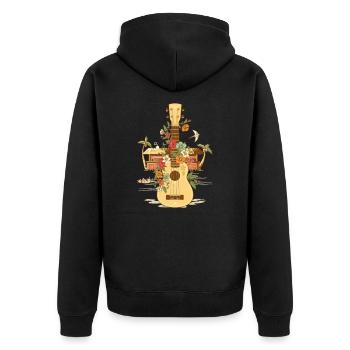 yellow ukulele Nature Music Classic Animal Music - Veste à capuche bio Premium Unisexe - noir - Dos - Nico (187cm)