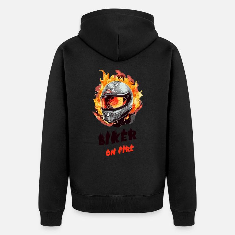 Biker on fire - Unisex Premium Bio Zip Hoodie - Schwarz