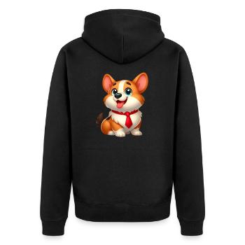 Corgi 17 - Unisex Premium Bio Zip Hoodie - Schwarz - Hinten - Nico (187cm)