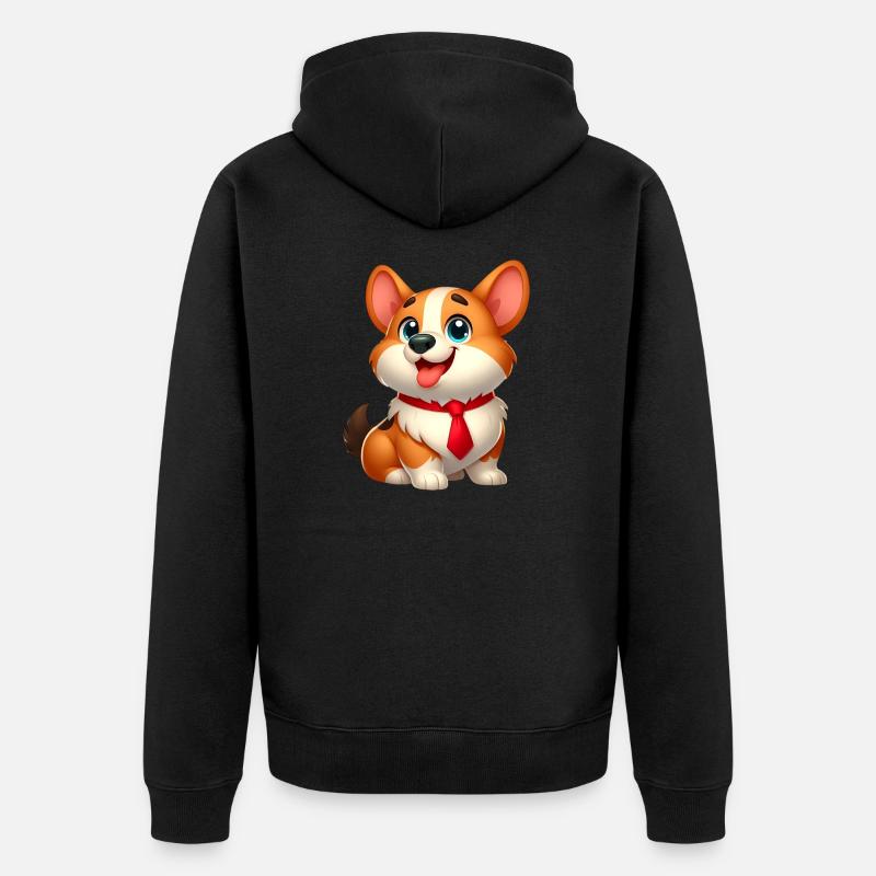 Corgi 17 - Unisex Premium Bio Zip Hoodie - Schwarz