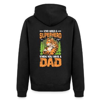 Who Need A Superhero When You Have A Dad - Unisex Premium Bio Zip Hoodie - Schwarz - Hinten - Nico (187cm)