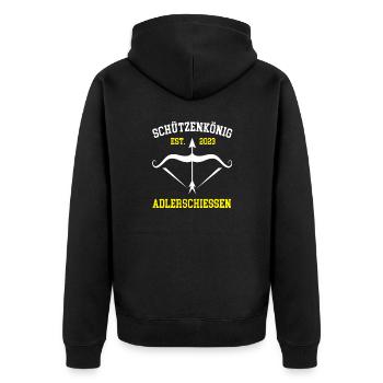 Schützenkönig 2023 Adlerschiessen Schützenfest - Unisex Premium Bio Zip Hoodie - Schwarz - Hinten - Nico (187cm)